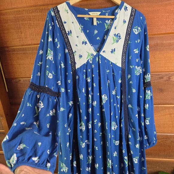 Matilda Jane Women Blue Floral Long Sleeve Dress M Boho Cottage Prairie Western - Picture 4 of 12